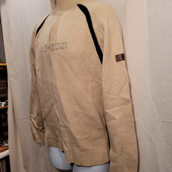Tan Ski-doo Wool Blend 1/4 Zip Sweater - Picture 2 of 9
